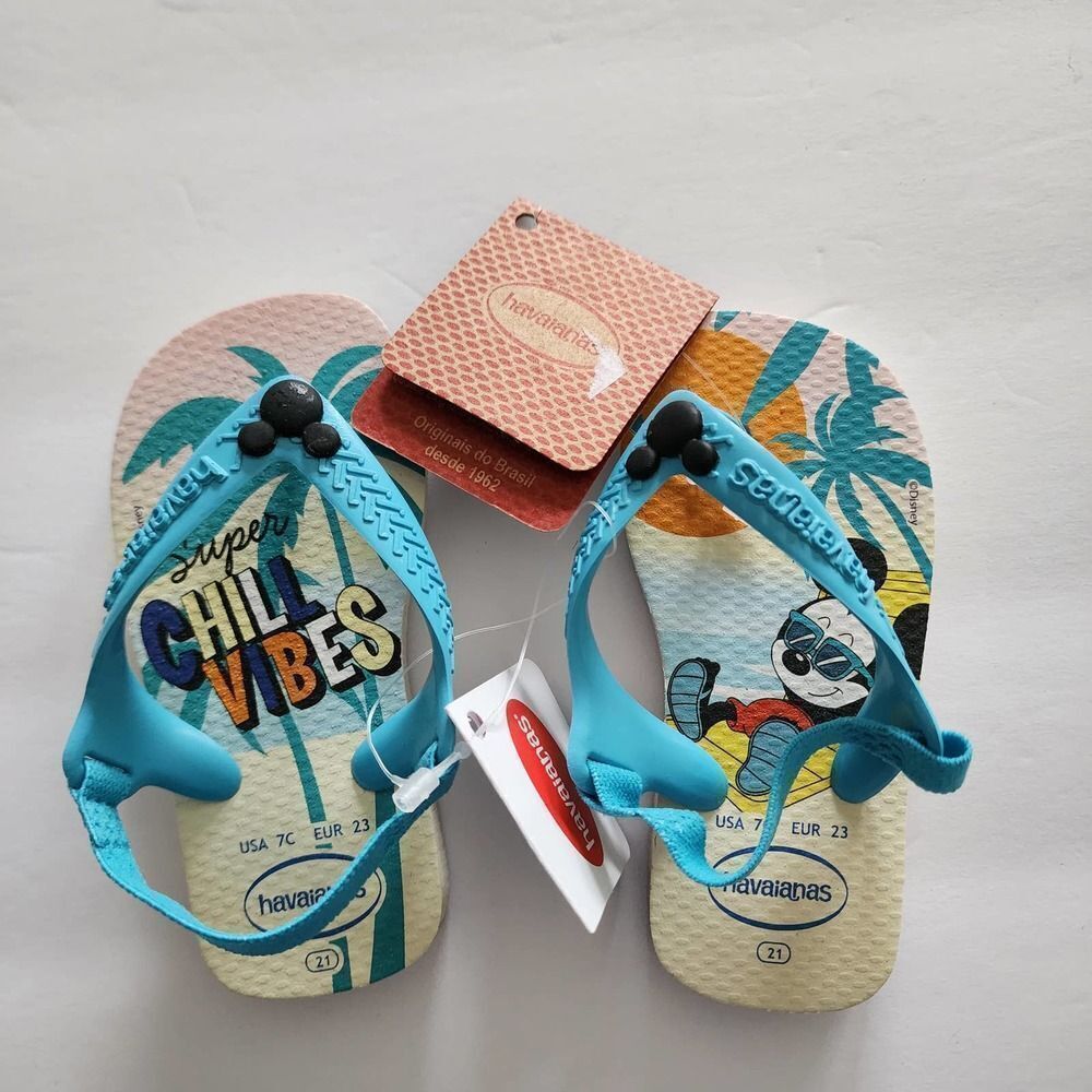 NEW Havaianas Kids' Baby Mickey flip flops sandals with‎ back strap Size 7  C